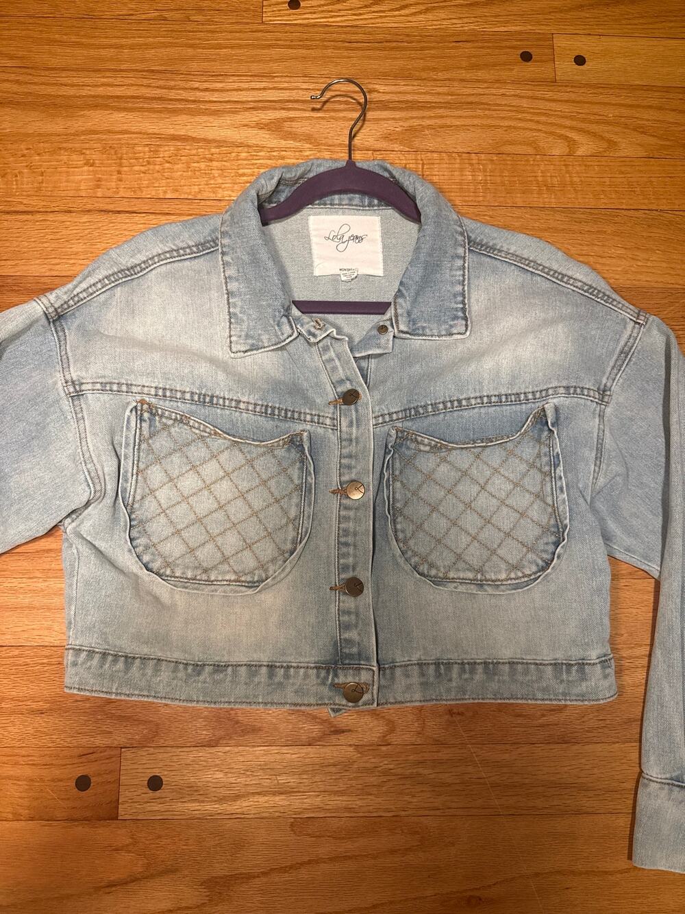 Lola Jeans Montreal Denim Jacket Quilted Pocket Light Wash Sz S